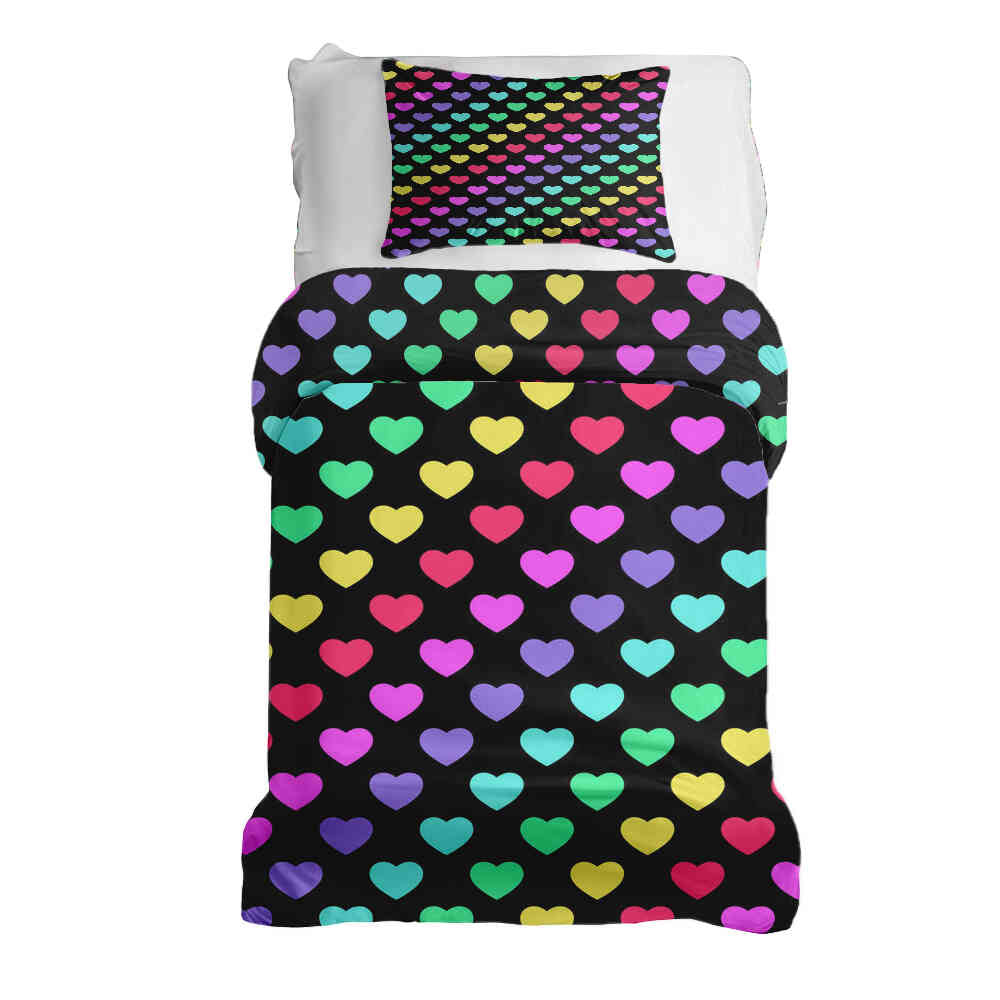 Therapy blankets bedding set colorful hearts