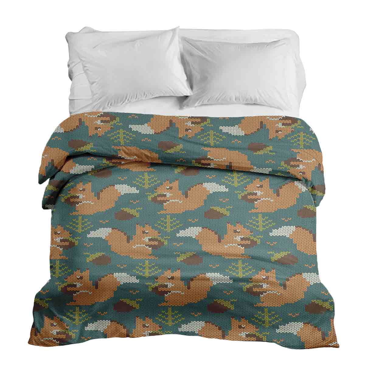 Original therapy blanket - cotton cover green with squirrel