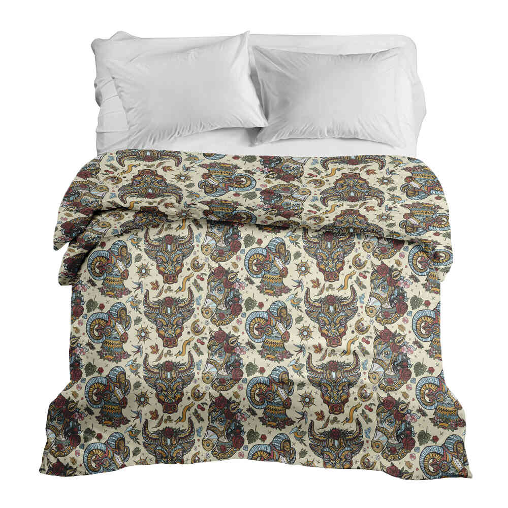 Originele therapiedeken - katoenen hoes met kleurrijke dierenkoppen