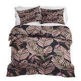 Juego de ropa de cama con manta terapéutica negro con hojas moradas