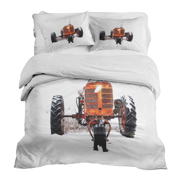 Set di biancheria da letto con coperta terapeutica Trattore in arancione