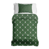 Therapy blanket bedding set, green with fir trees.