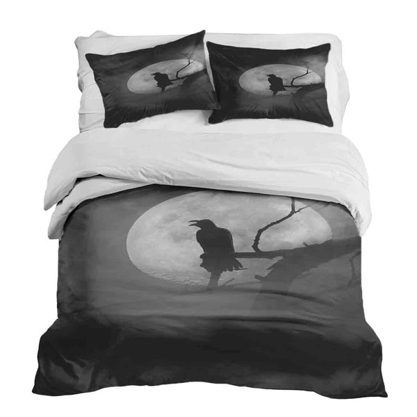 Juego de ropa de cama con manta terapéutica Cuervo a la luz de la luna