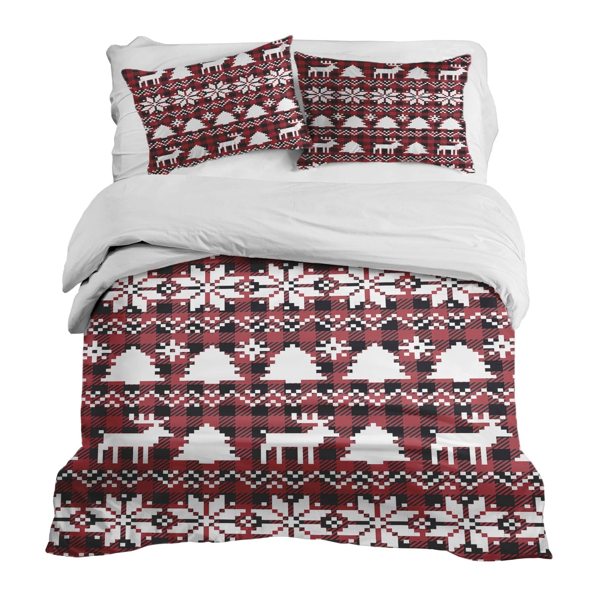Therapy blankets bedding set checkered with Christmas motifs