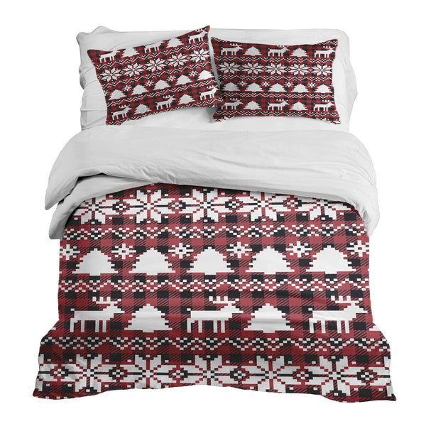 Therapy blankets and bedding set, checkered with Christmas motifs.