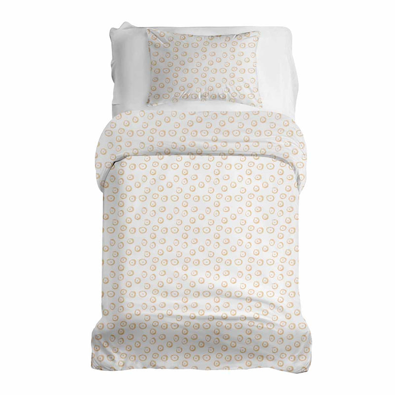 Therapy blanket and bedding set with orange circles.