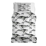 Set di biancheria da letto con coperta terapeutica Balena Blu nera