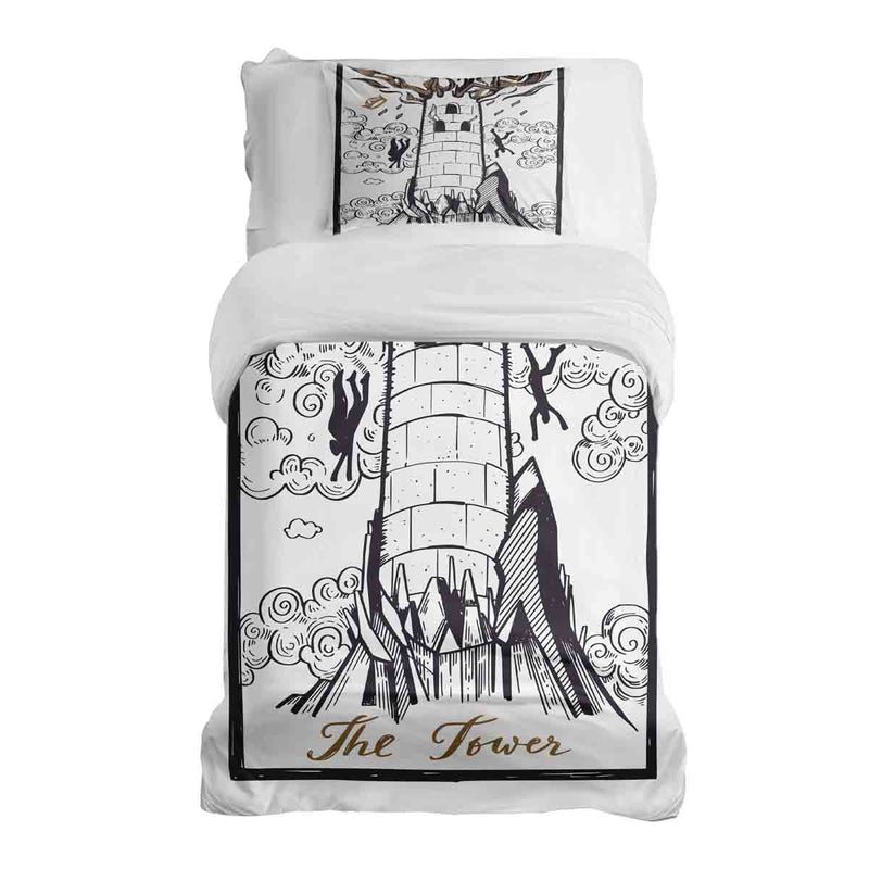 Therapy blanket and bedding set, white with tower.