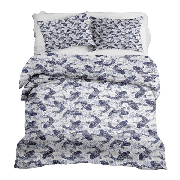 Therapy blankets bedding set blue koi