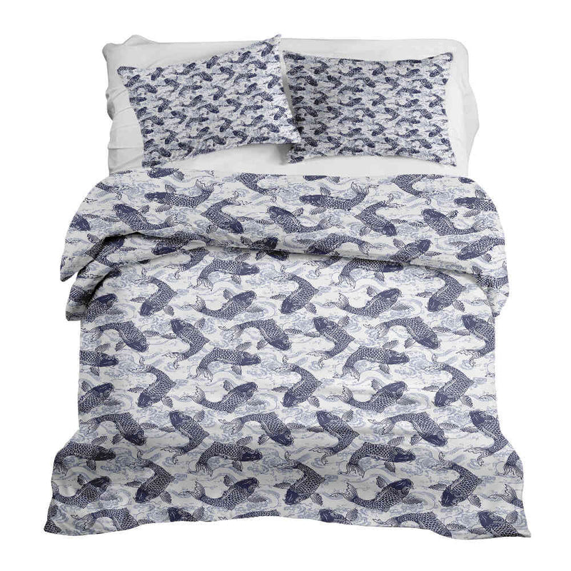 Therapy blankets bedding set blue koi