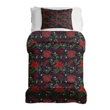 Set de ropa de cama con manta terapéutica y flor de Pascua roja