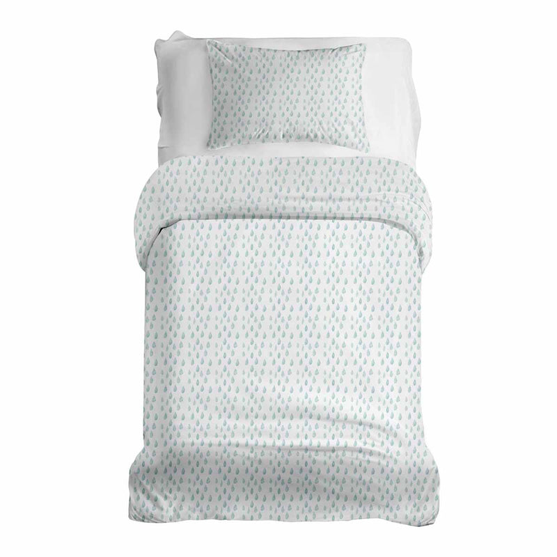 Therapy blanket and bedding set with blue drops.