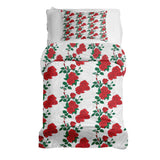 Therapy blanket and bedding set, white with rose bush.