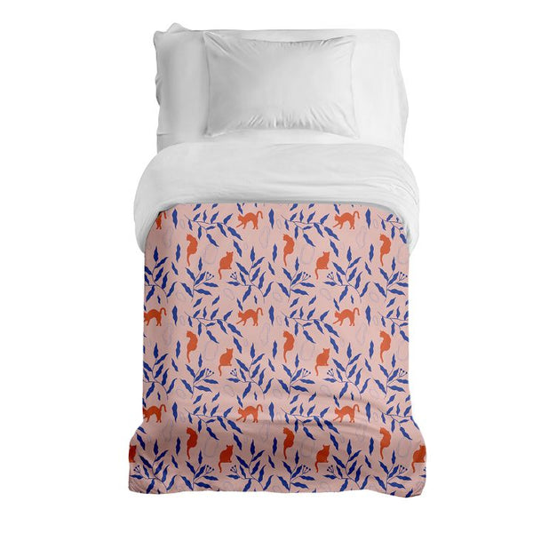 Therapy blankets with cotton cover, red cat design.