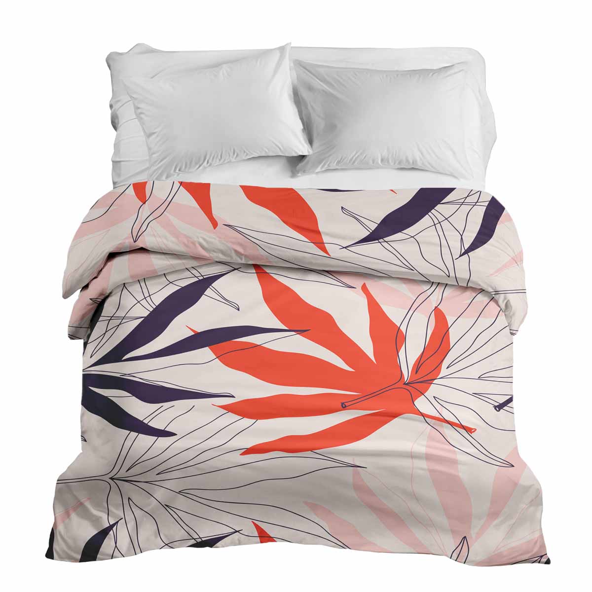 Originele therapiedeken - katoenen hoes beige met kleurrijke bladeren