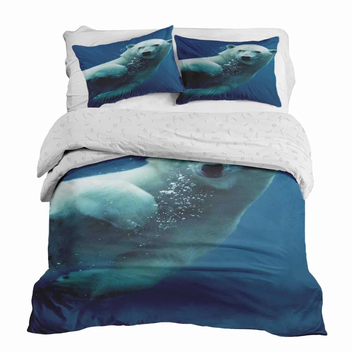 Set de ropa de cama con manta terapéutica azul con oso polar