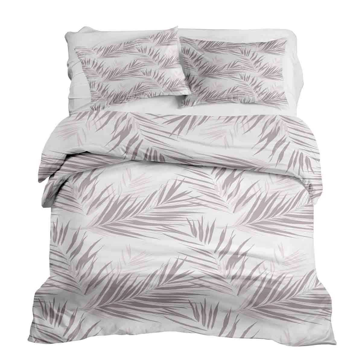 Therapy blankets bedding set white with purple leaves