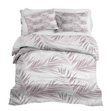 Therapy blanket and bedding set, white with purple leaves.