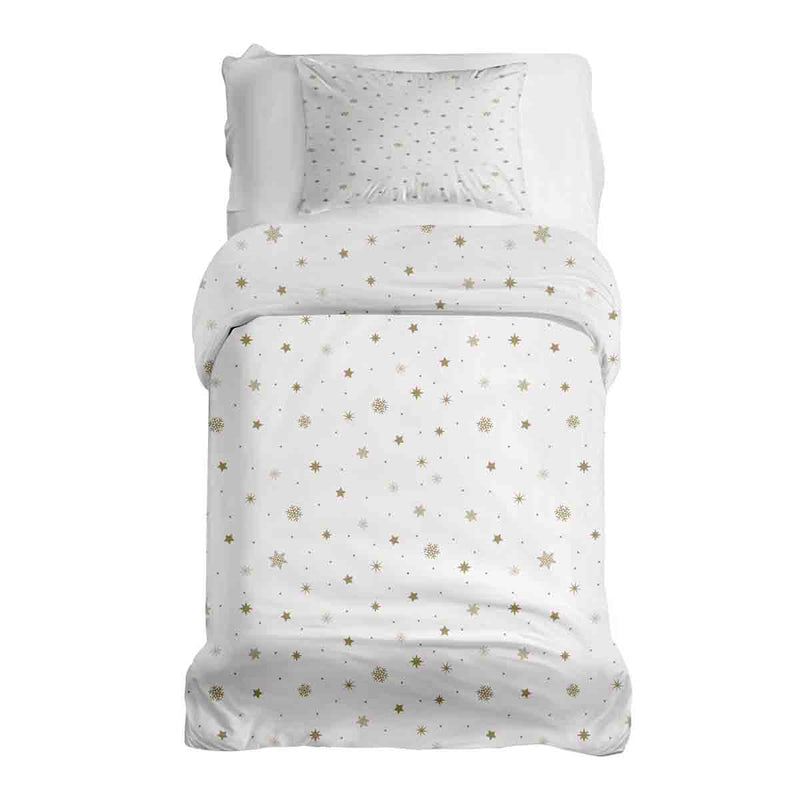 Therapy blanket and bedding set, white with golden stars.