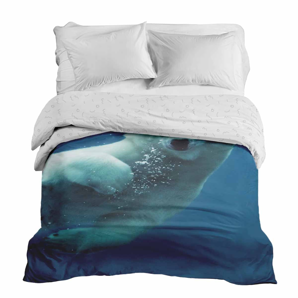 Originele therapiedeken - katoenen hoes blauw met ijsbeer