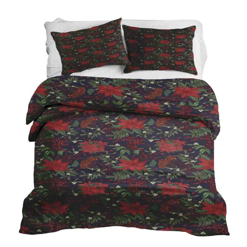 Set de ropa de cama con manta terapéutica y flor de Pascua roja