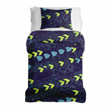 Therapy blanket and bedding set, dark blue with arrows.