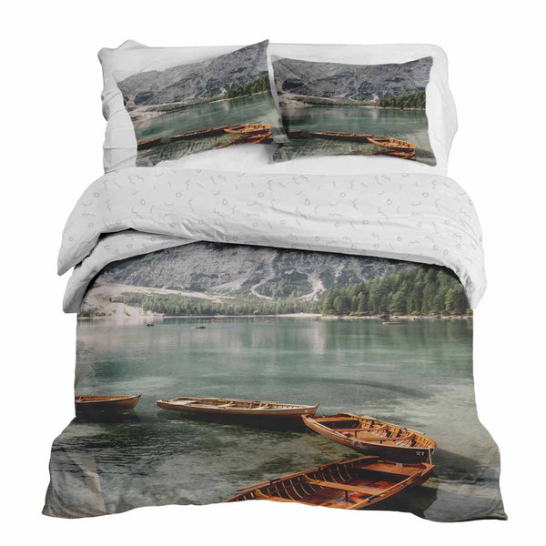 Juego de ropa de cama con manta terapéutica Lago con botes