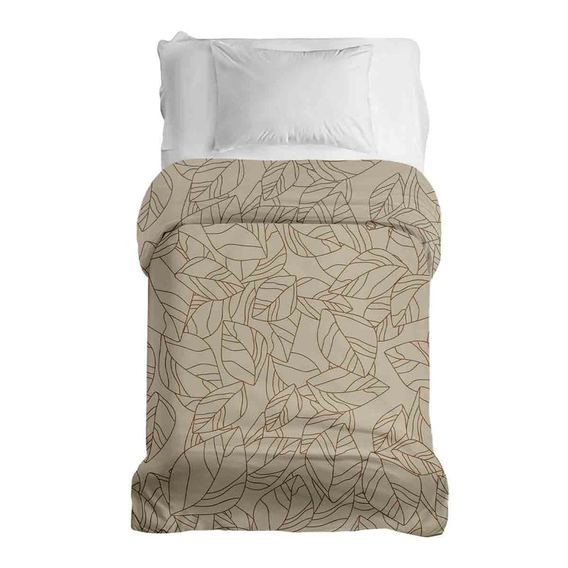 Therapiedekens katoenen hoes beige met bladmotief zwart