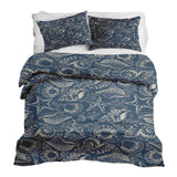 Therapy blanket and bedding set, blue with shells.