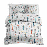 Therapy blankets and bedding set, white with racing cars.