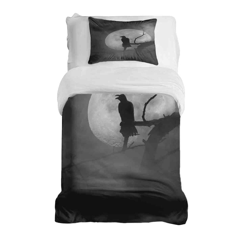 Juego de ropa de cama con manta terapéutica Cuervo a la luz de la luna
