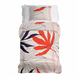 Therapy blanket and bedding set, beige with colorful leaves.