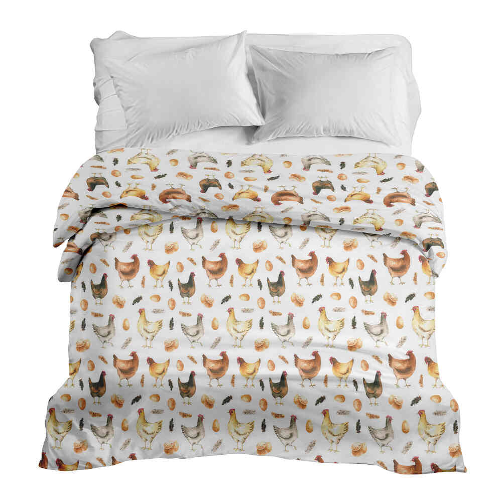 Original therapy blanket - cotton cover white with chickens