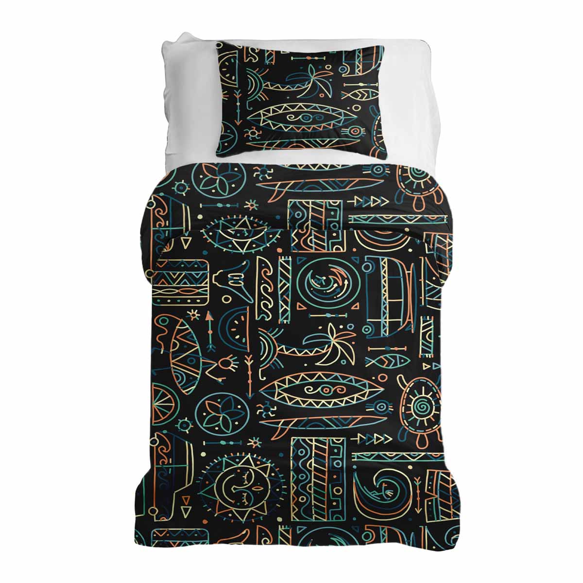 Therapy blankets bedding set with green Hawaii pattern