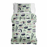 Set de ropa de cama con manta terapéutica verde claro con sushi