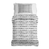 Therapy blanket bedding set, white zigzag.