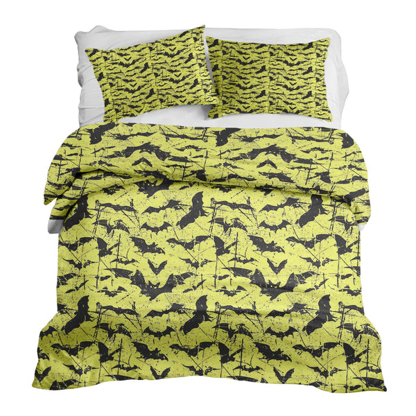Therapy blanket bedding set, yellow, bat design.