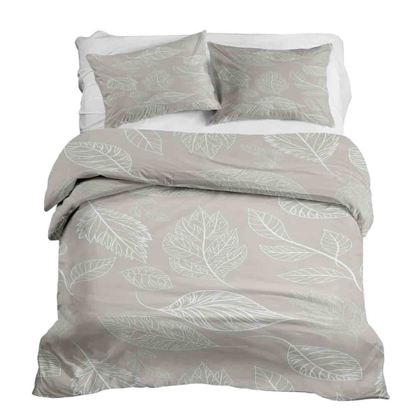 Therapy blanket bedding set, beige with light leaves.
