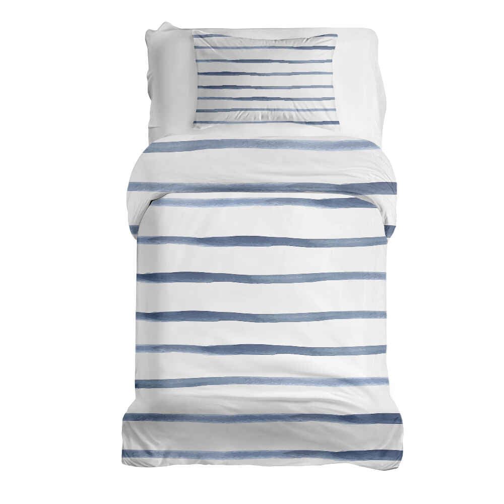 Therapy blankets bedding set blue horizontal stripes