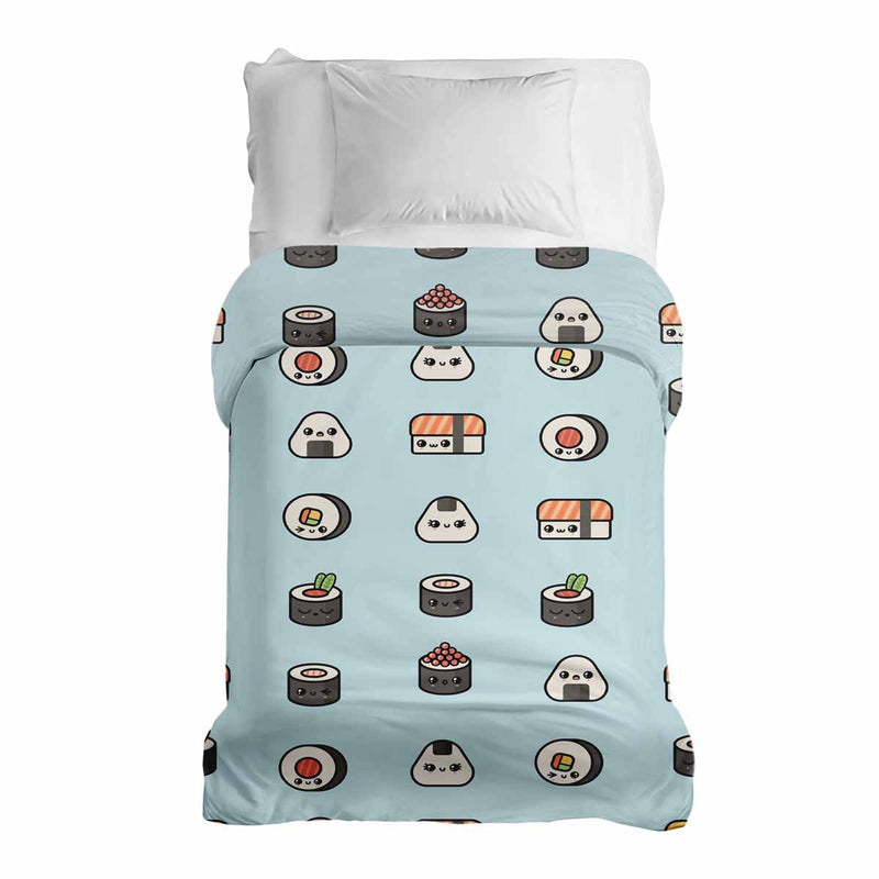 Therapiedekens katoenen hoes lichtblauw met sushi