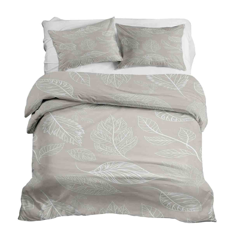 Therapy blanket bedding set, beige with light leaves.