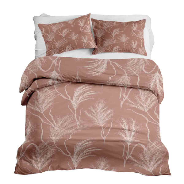 Therapy blankets bedding set, old rose with pampas grass