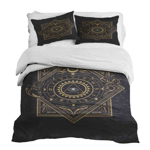 Set copripiumino coperta terapeutica nero mistico mandala