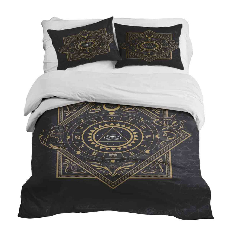 Set copripiumino coperta terapeutica nero mistico mandala