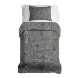 Set di biancheria da letto con coperte terapeutiche grigio con piante dorate