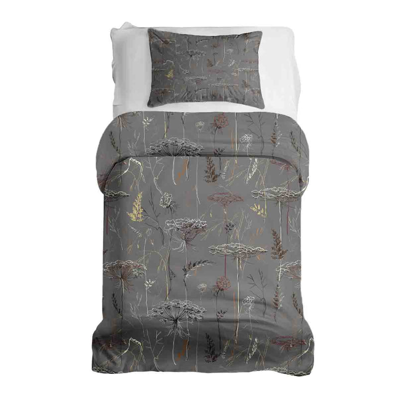 Set di biancheria da letto con coperte terapeutiche grigio con piante dorate