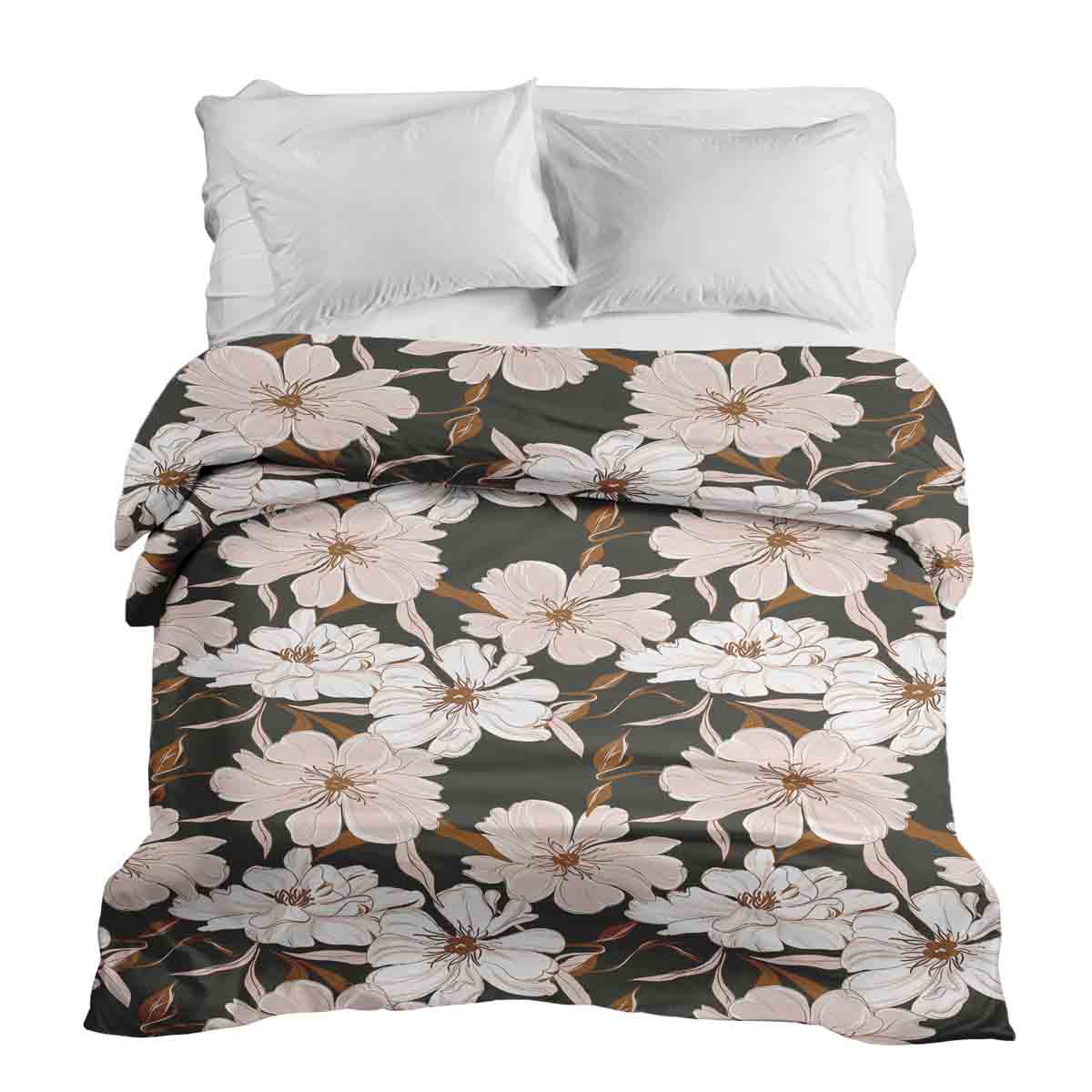 Couverture thérapeutique originale - Housse en coton avec fleurs d'aster roses