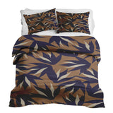 Therapy blanket and bedding set, brown with blue leaves.