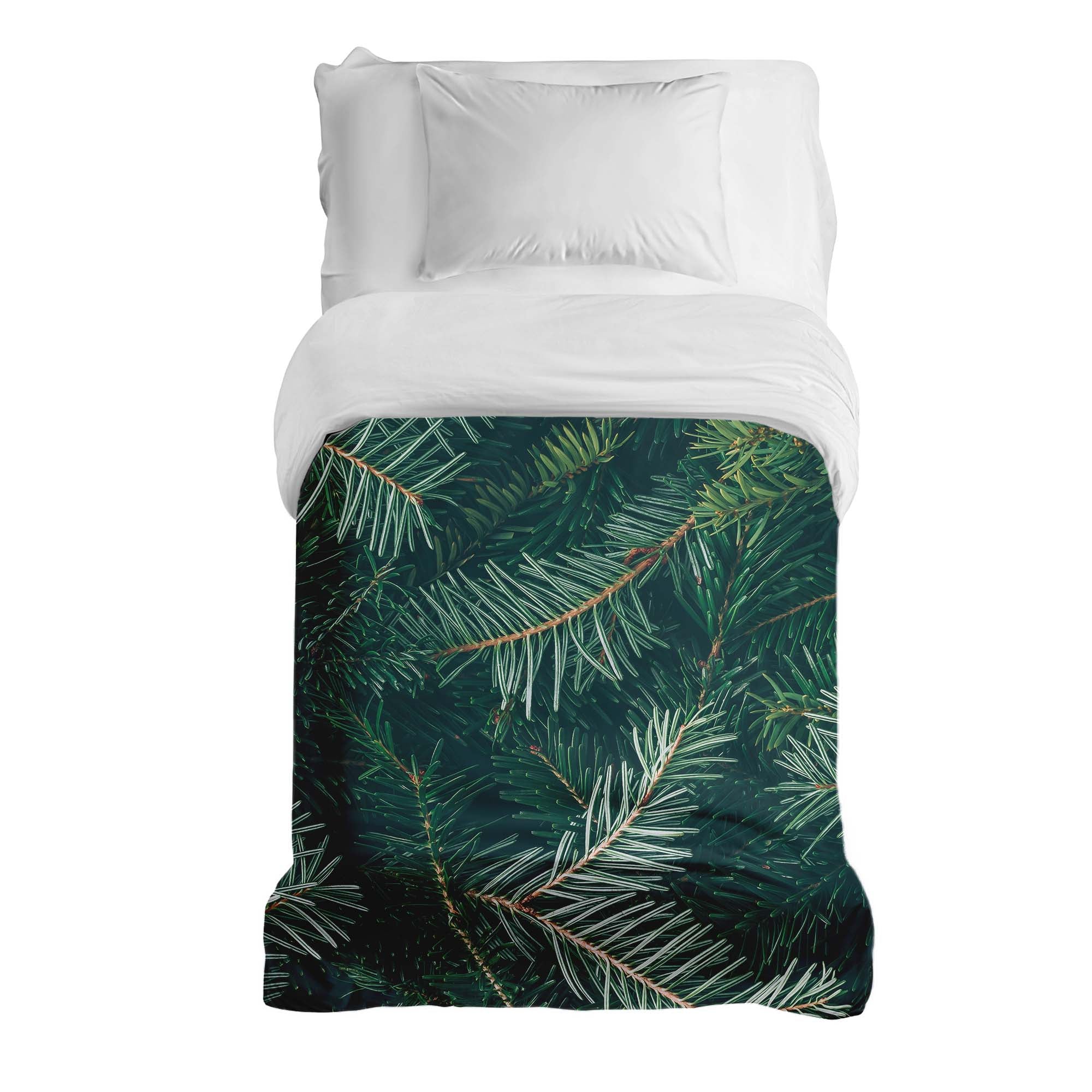 Original therapy blanket - cotton cover with green fir branches
