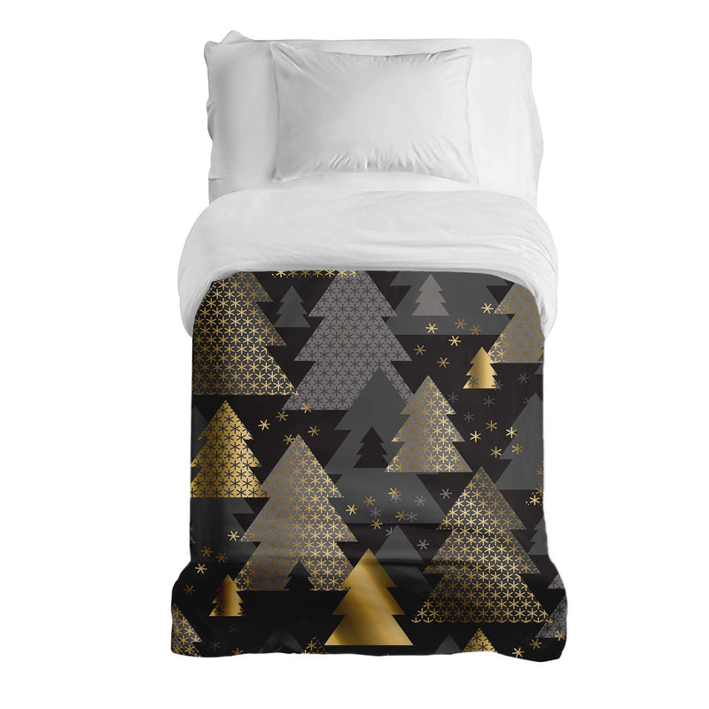 Manta terapéutica con funda de algodón con árboles de Navidad dorados